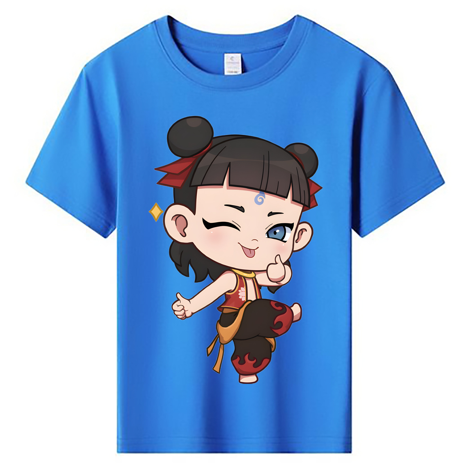 （画像用） Ne Zha 2 ナタ 魔童の大暴れ 綿100％キッズTシャツ（フロントプリント）